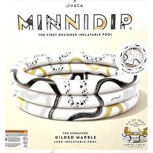 Minnidip The Signature Gilded Marble Luxe Inflatable Designer  Pool 5.5’ x 1.5’